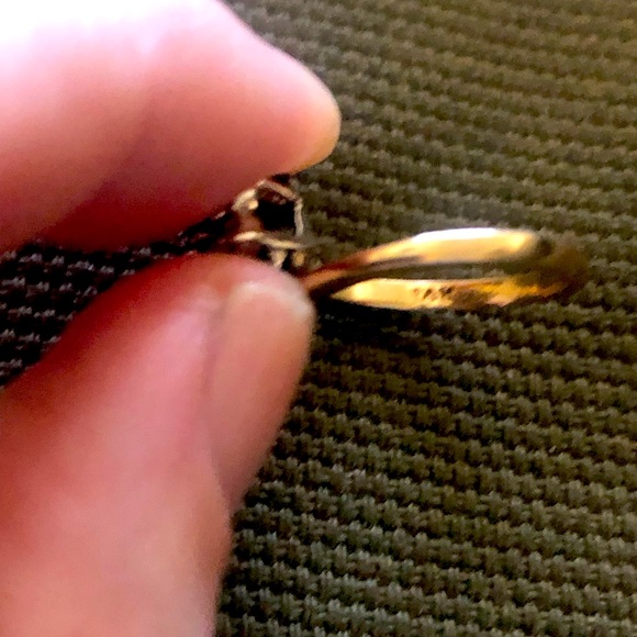 14K Sapphire and Diamond Flower Ring with Yellow Gold - Picture 3 of 6